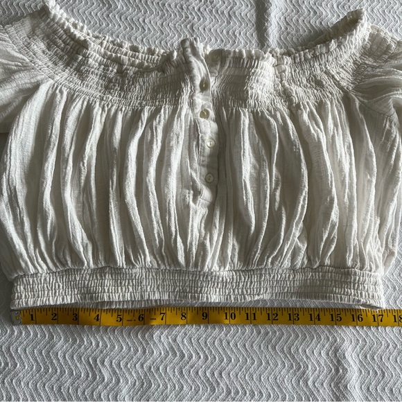 We The Free Gauze Off The Shoulder Smock Crop Top - Picture 10 of 11